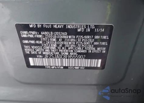 2015 Subaru Forester 2.5I Premium из США, поврежденный, VIN JF2SJAGC8FH555902